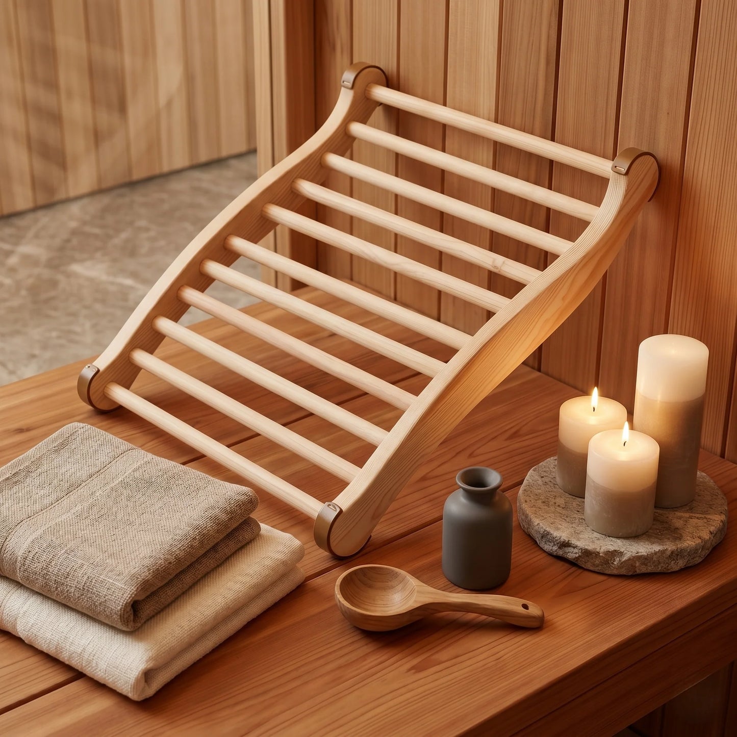 Sauna Backrest Ergonomic Wooden Non-Slip