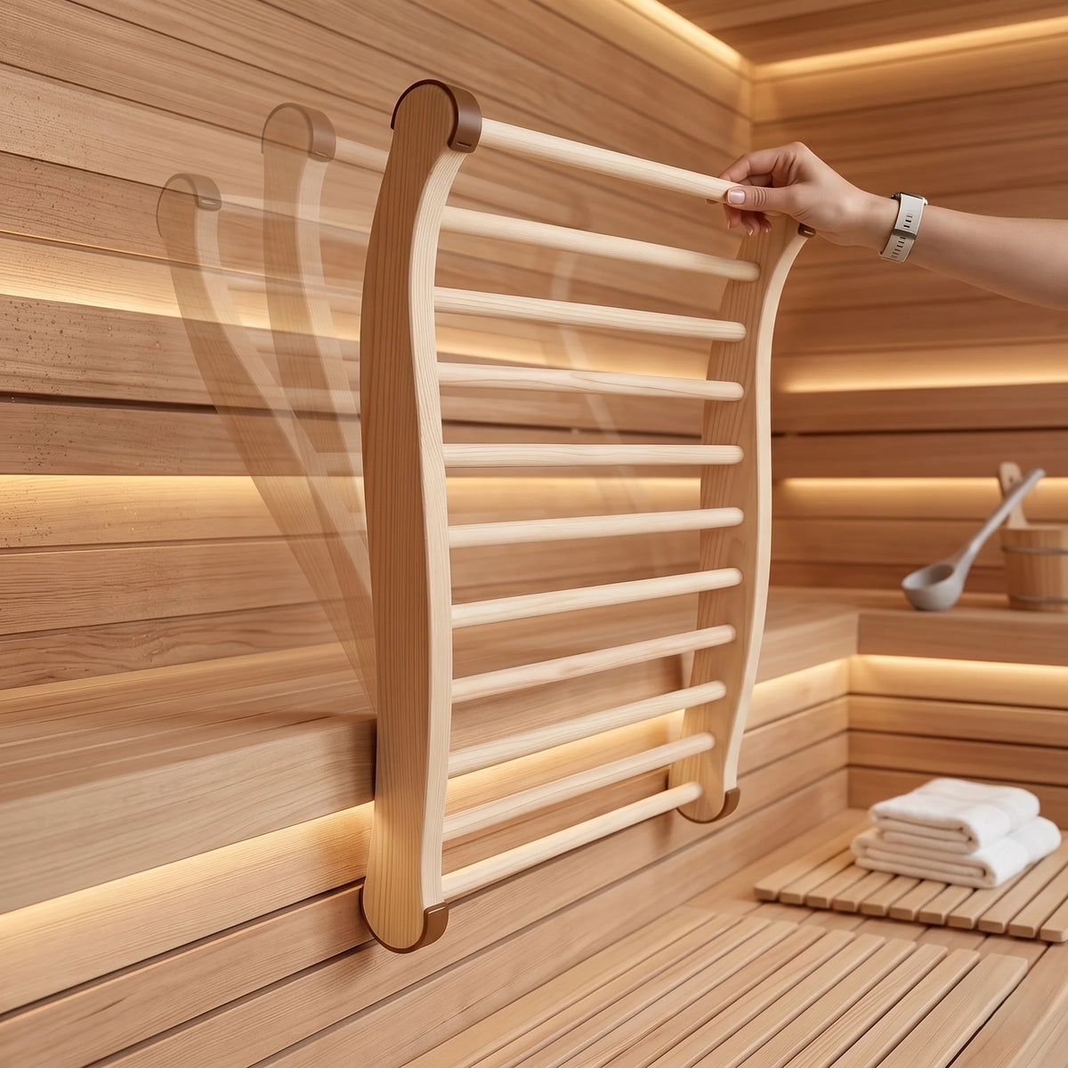 Sauna Backrest Ergonomic Wooden Non-Slip