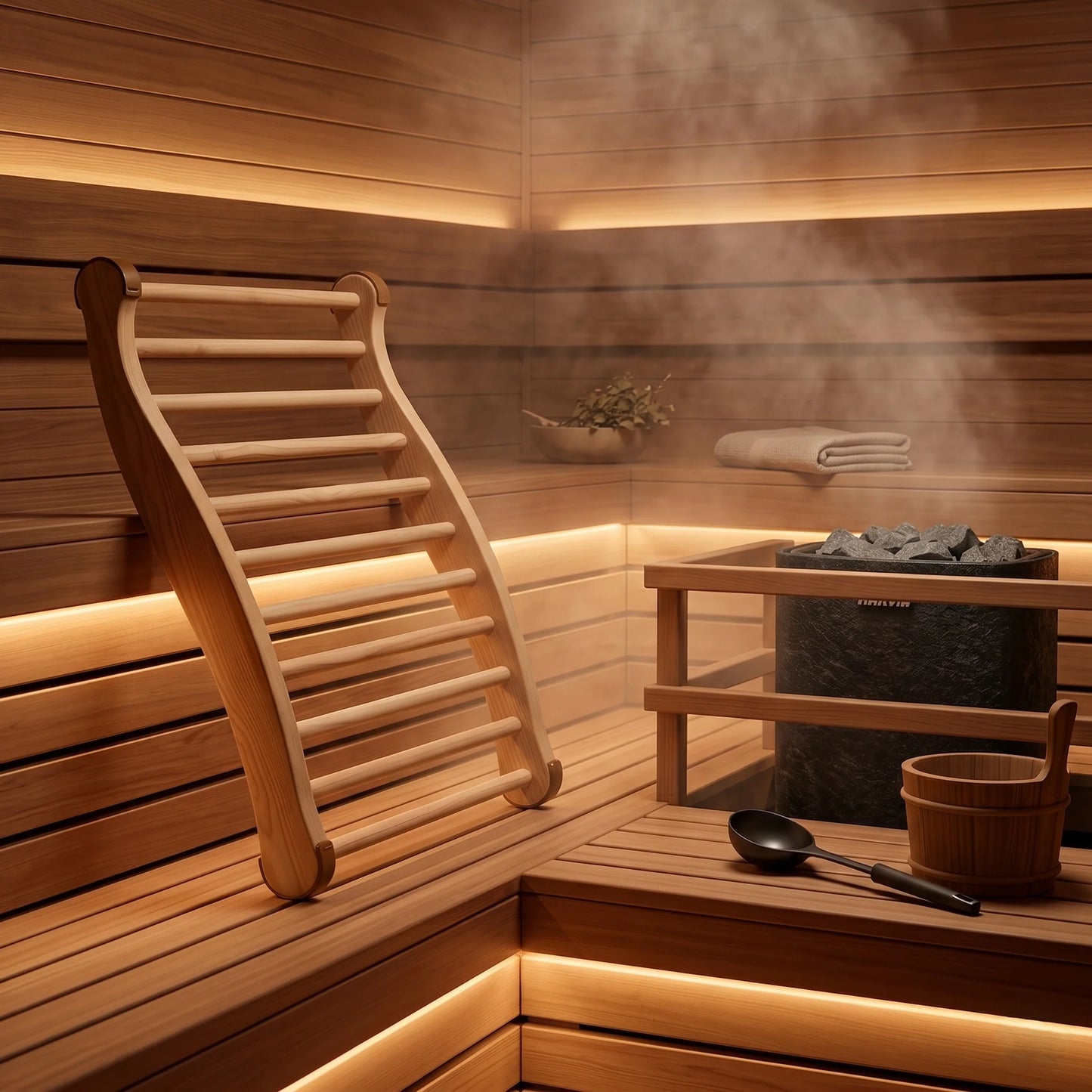 Sauna Backrest Ergonomic Wooden Non-Slip
