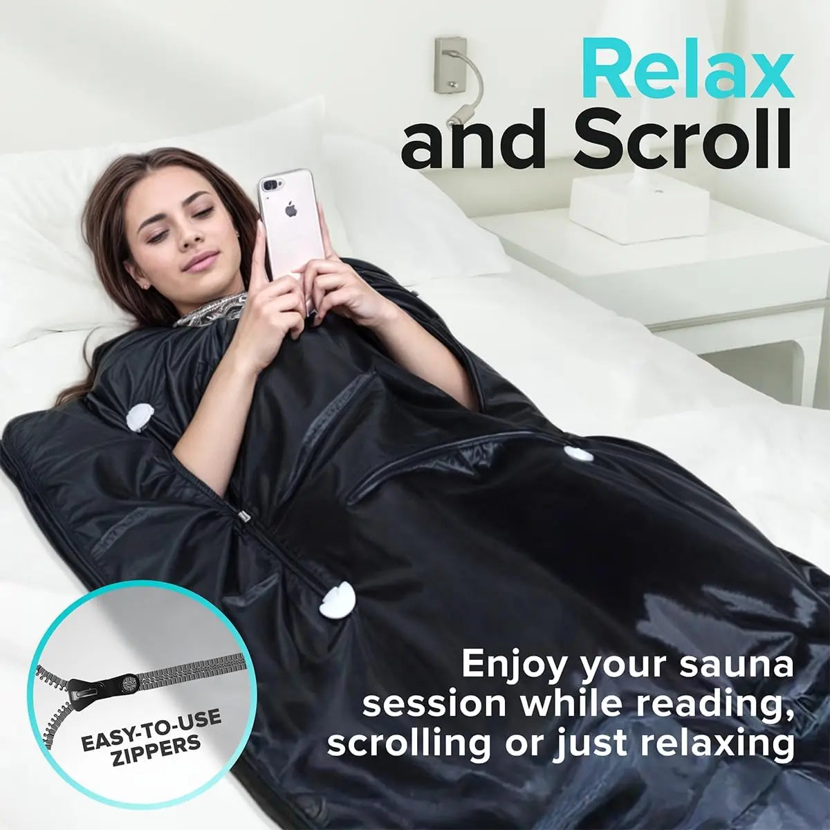 Sauna Blanket Far Infrared 6 Heat Levels Zippered Arms