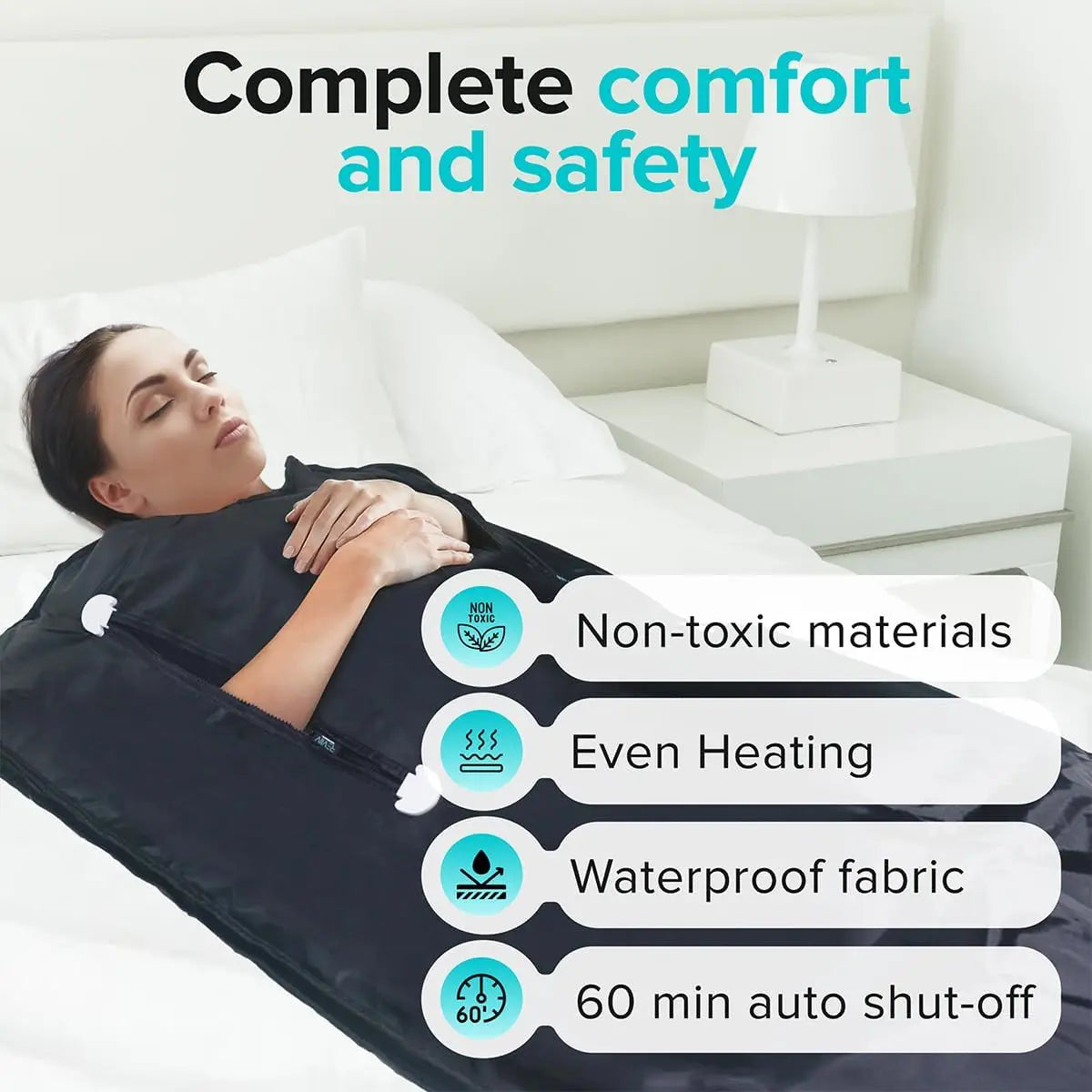 Sauna Blanket Far Infrared 6 Heat Levels Zippered Arms