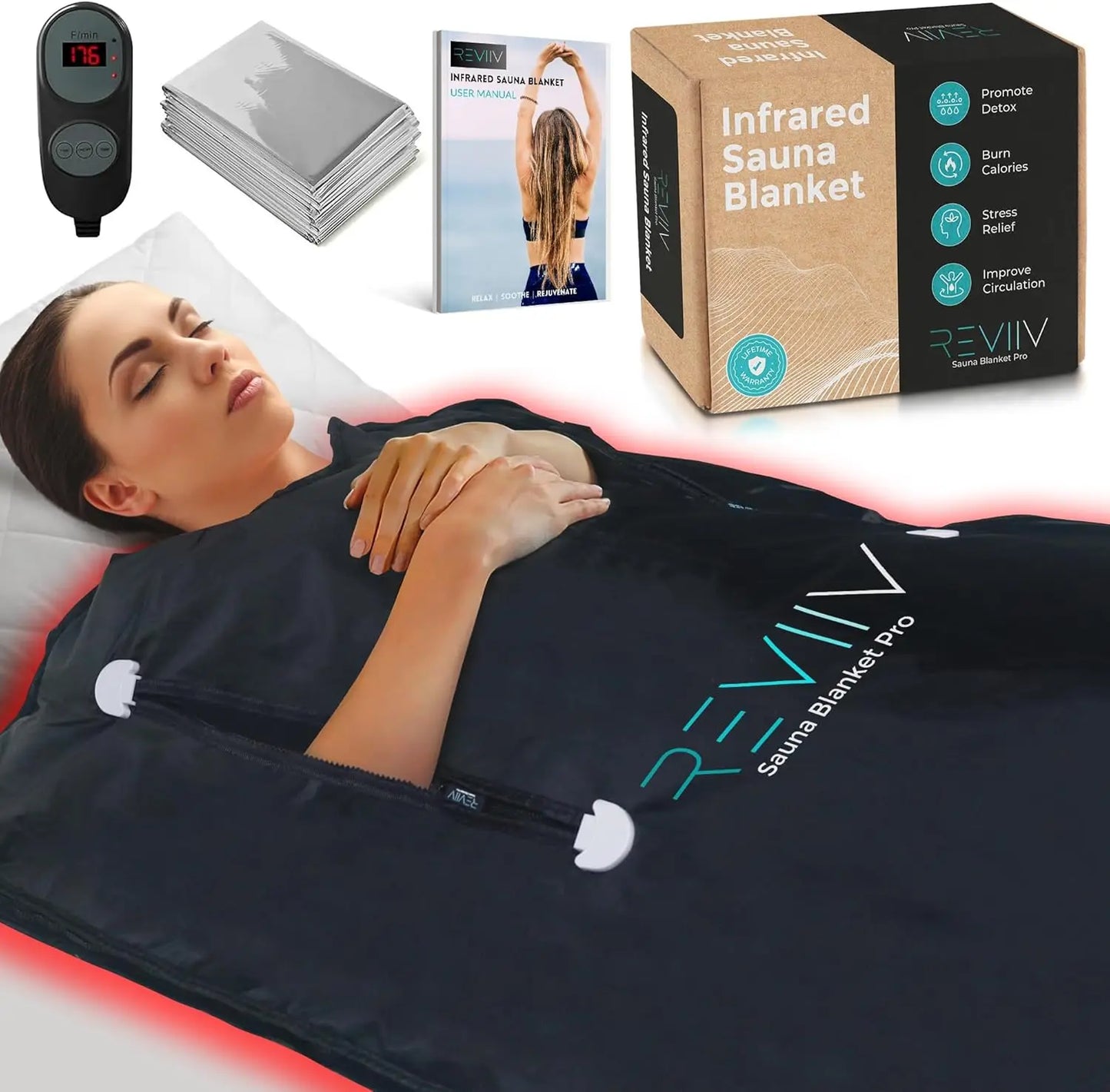 Sauna Blanket Far Infrared 6 Heat Levels Zippered Arms