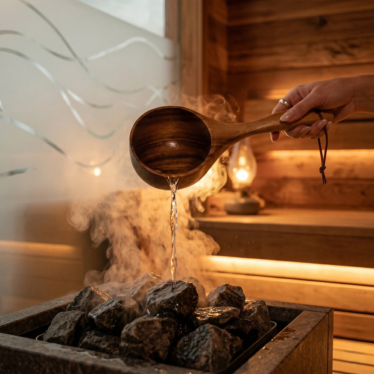 Sauna Ladle Wooden Long-Handle Ergonomic Grip
