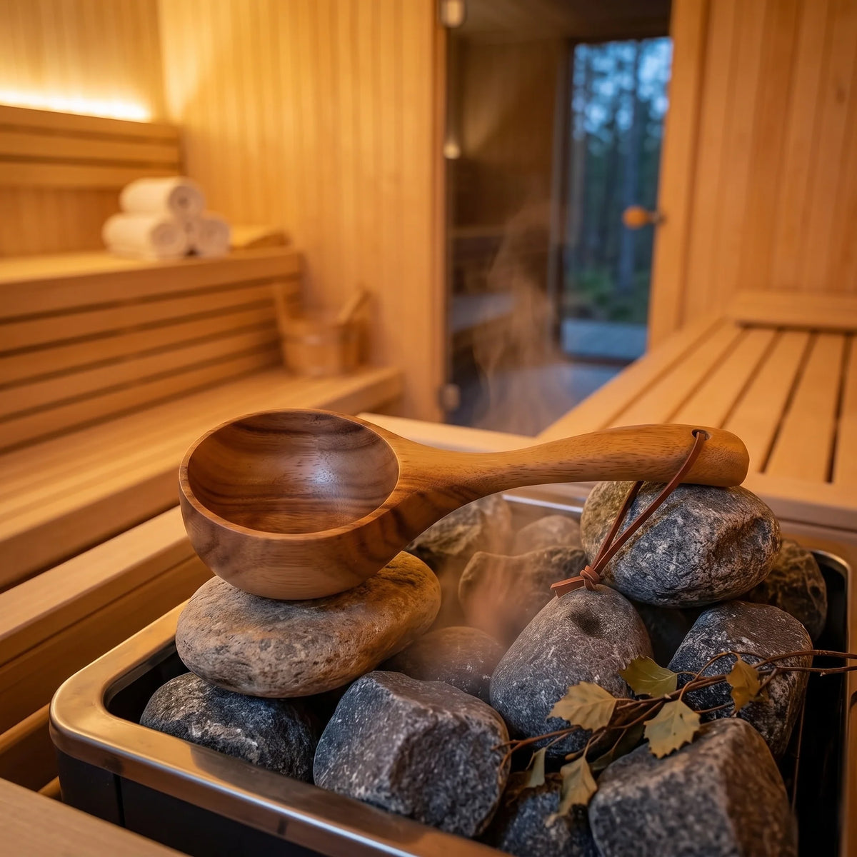 Sauna Ladle Wooden Long-Handle Ergonomic Grip