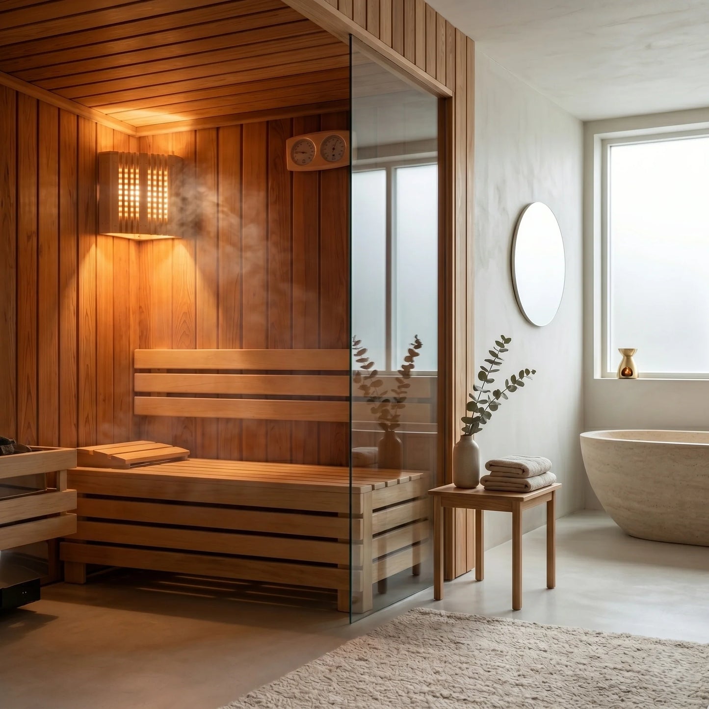 Sauna Light Cover Wooden Slatted Warm Ambient Glow