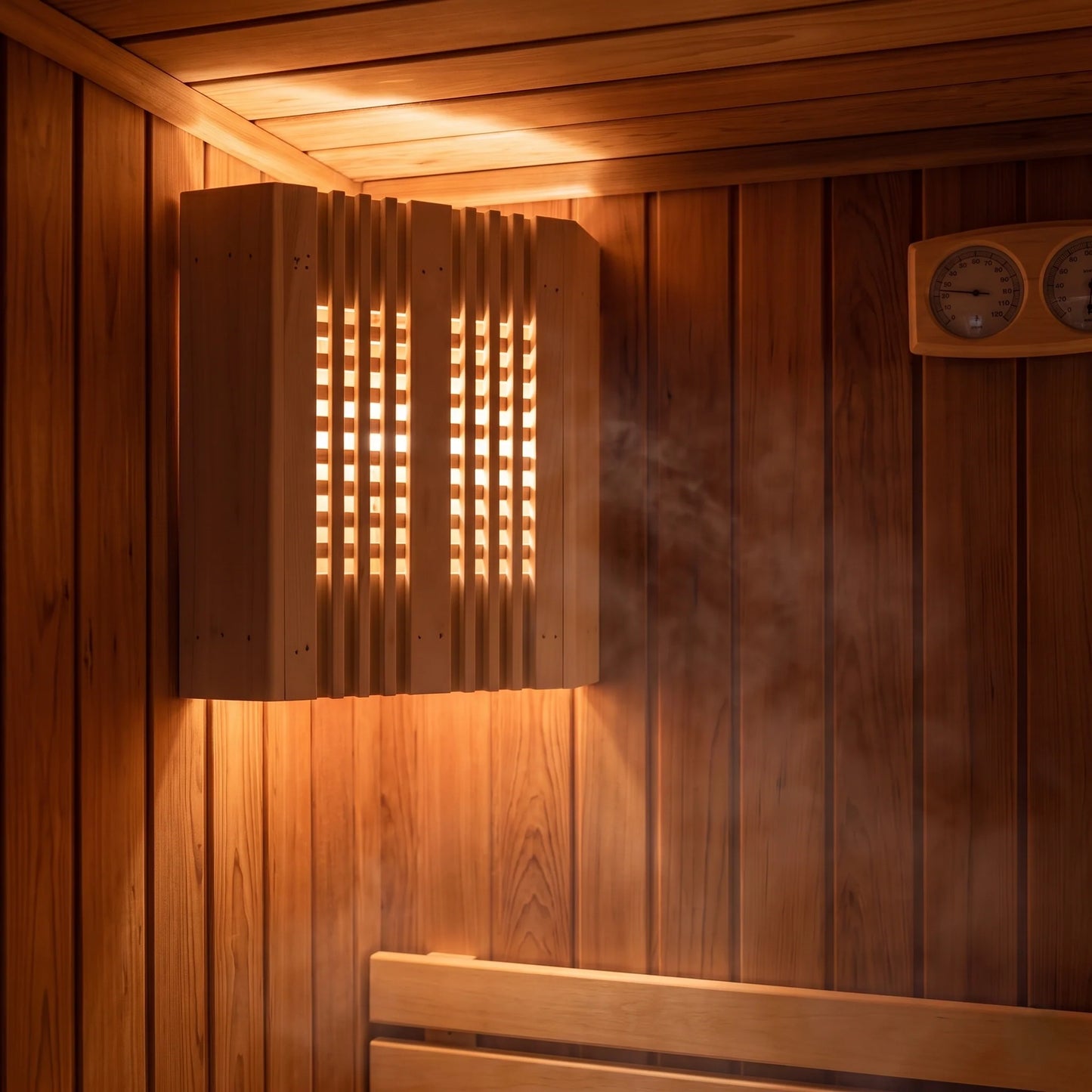 Sauna Light Cover Wooden Slatted Warm Ambient Glow