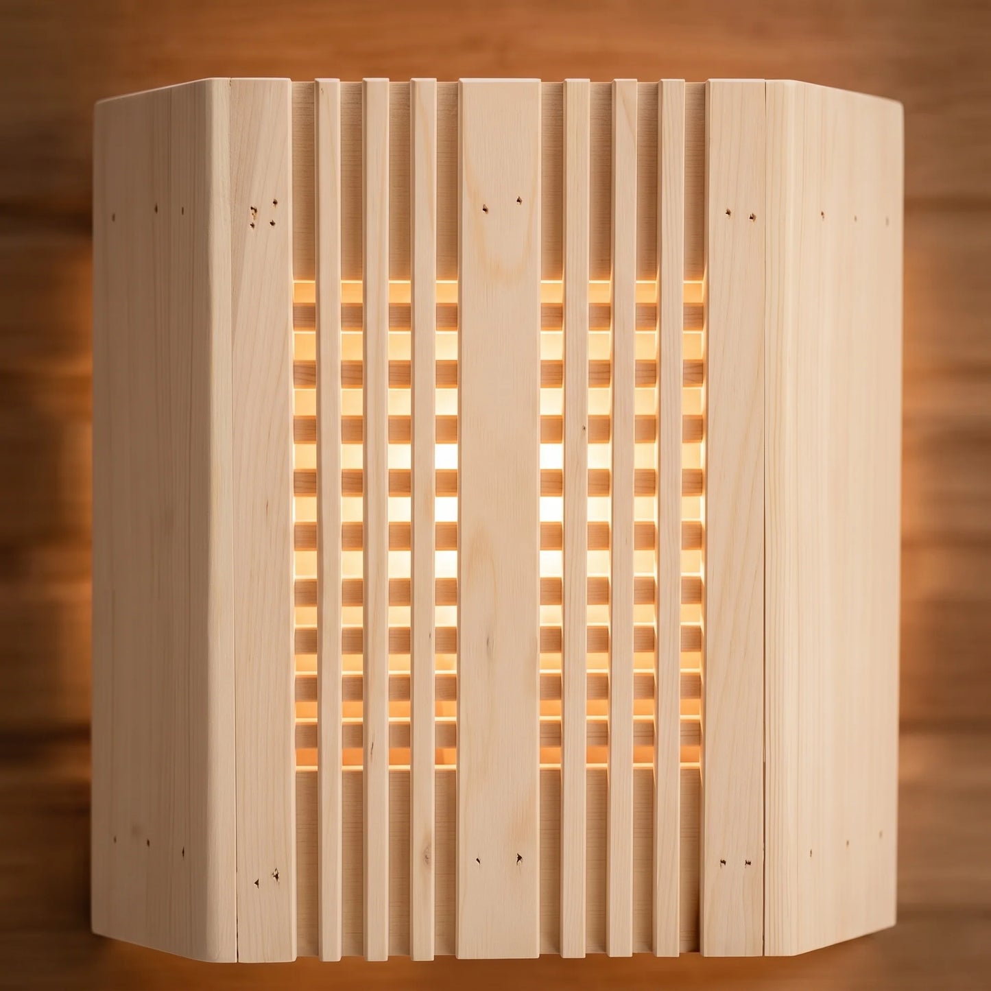 Sauna Light Cover Wooden Slatted Warm Ambient Glow