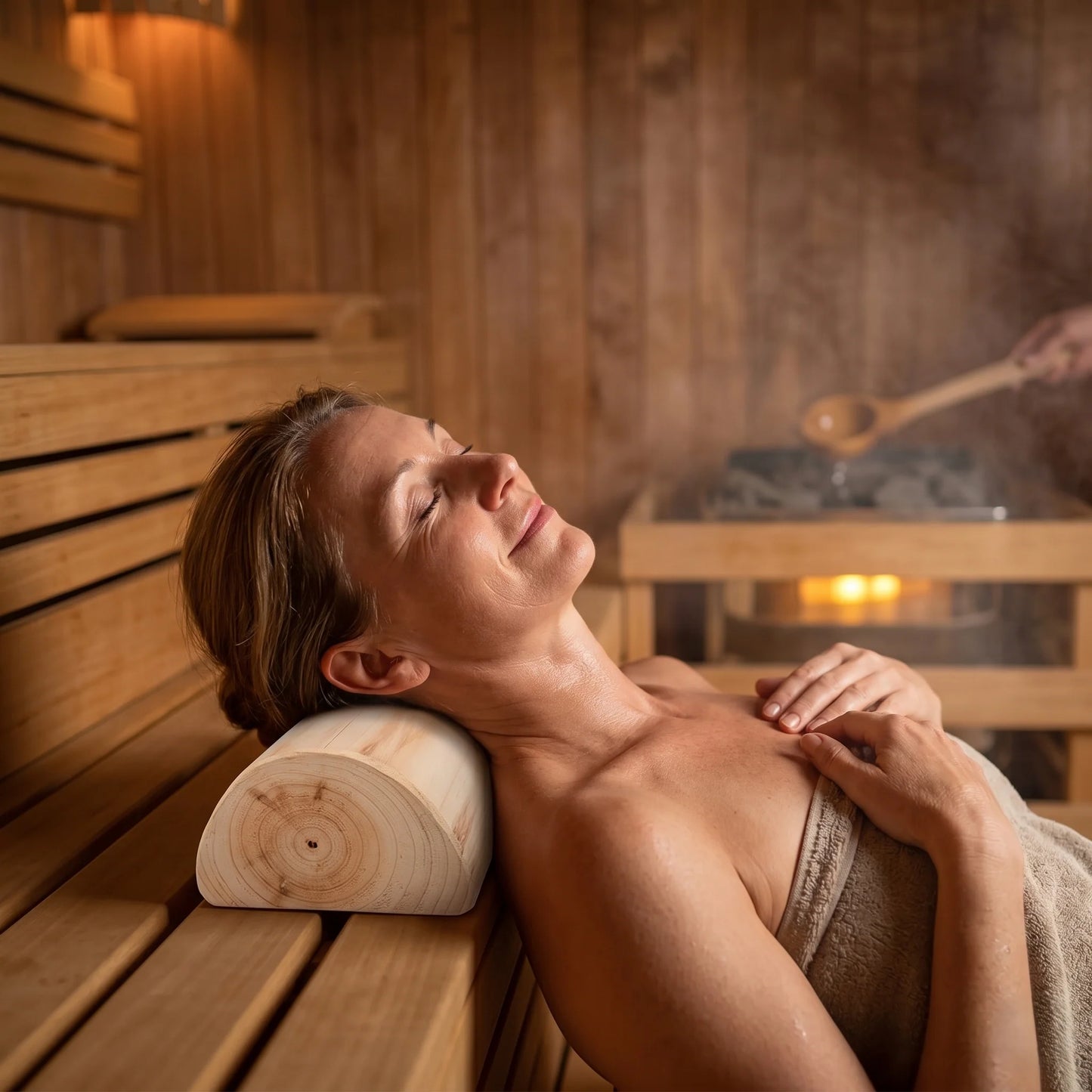 Sauna Neck Pillow Wooden Ergonomic Heat-Resistant