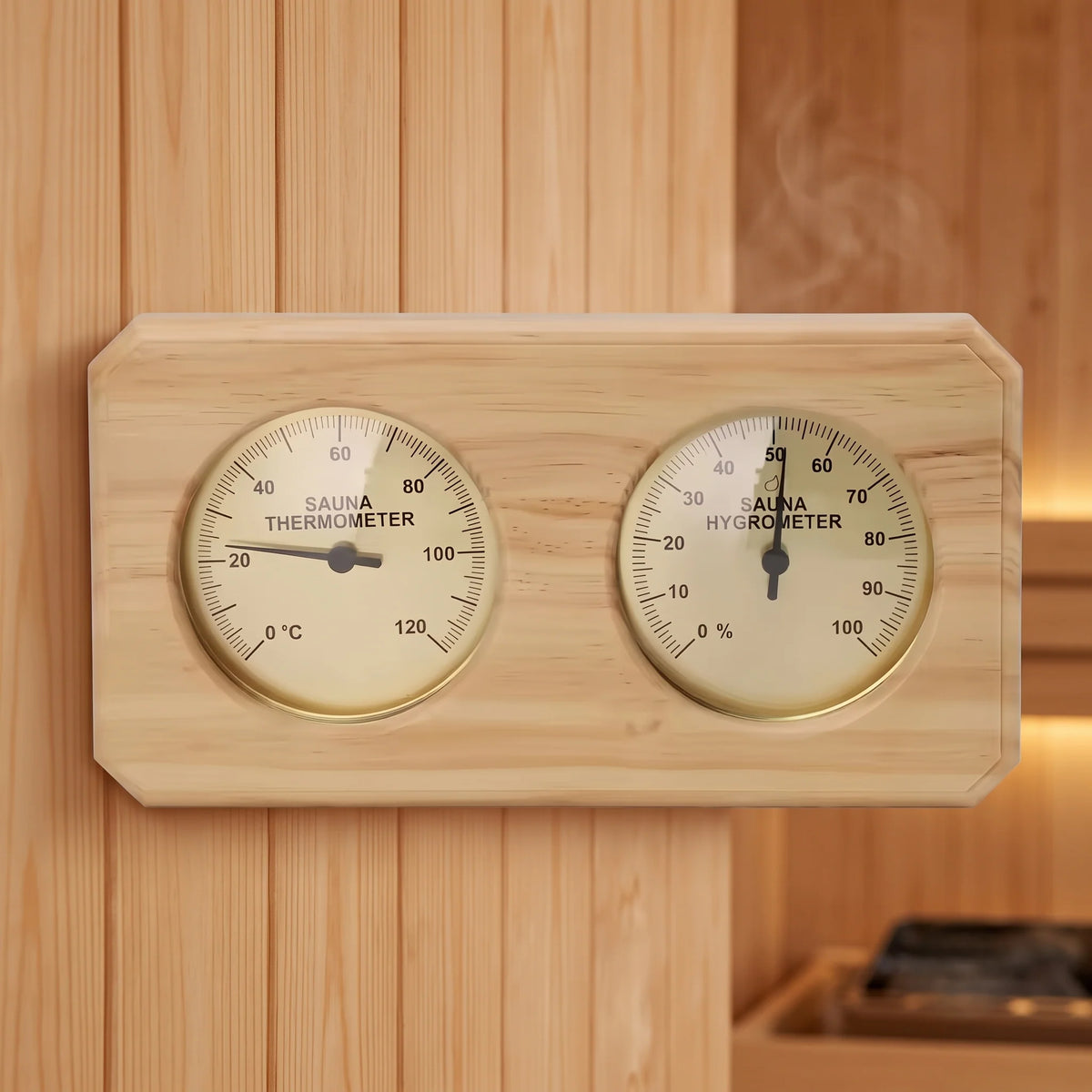Sauna Thermometer & Hygrometer Wooden Wall-Mount Mechanical