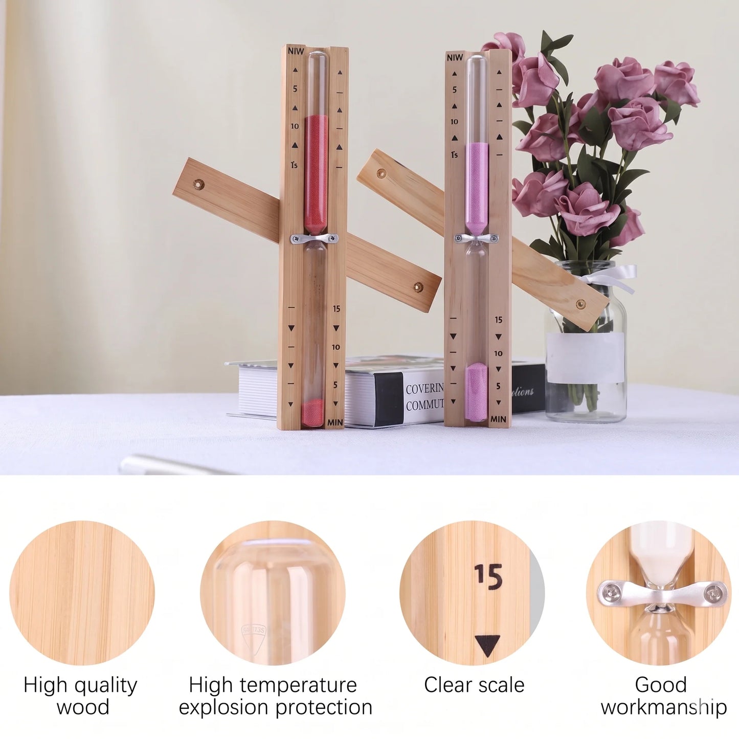 Sauna Timer 15-Minute Wall-Mounted Wooden Frame