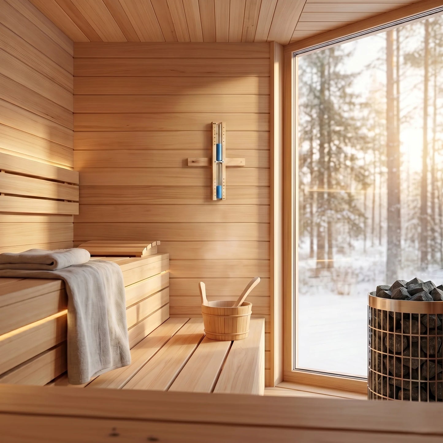 Sauna Timer 15-Minute Wall-Mounted Wooden Frame