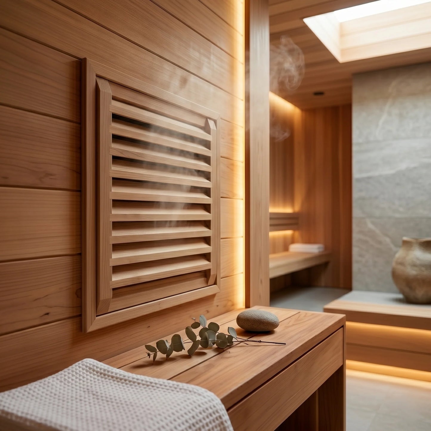 Sauna Vent Grille Slatted Wood Wall-Mount Easy Install