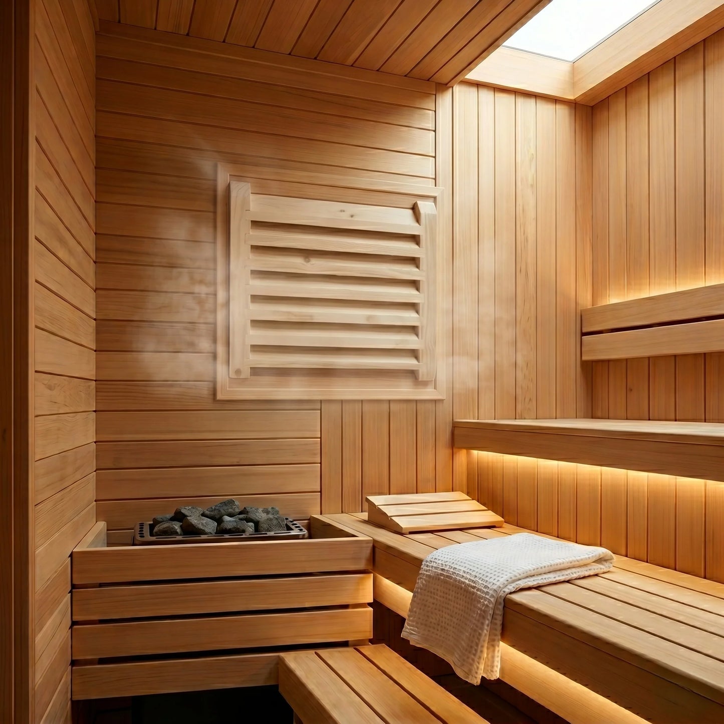 Sauna Vent Grille Slatted Wood Wall-Mount Easy Install