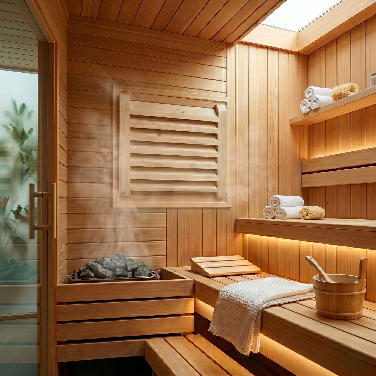 Sauna Vent Grille Slatted Wood Wall-Mount Easy Install