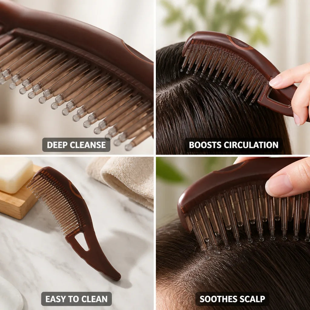 Scalp Brush Deep Cleansing & Soft Rubber Tips
