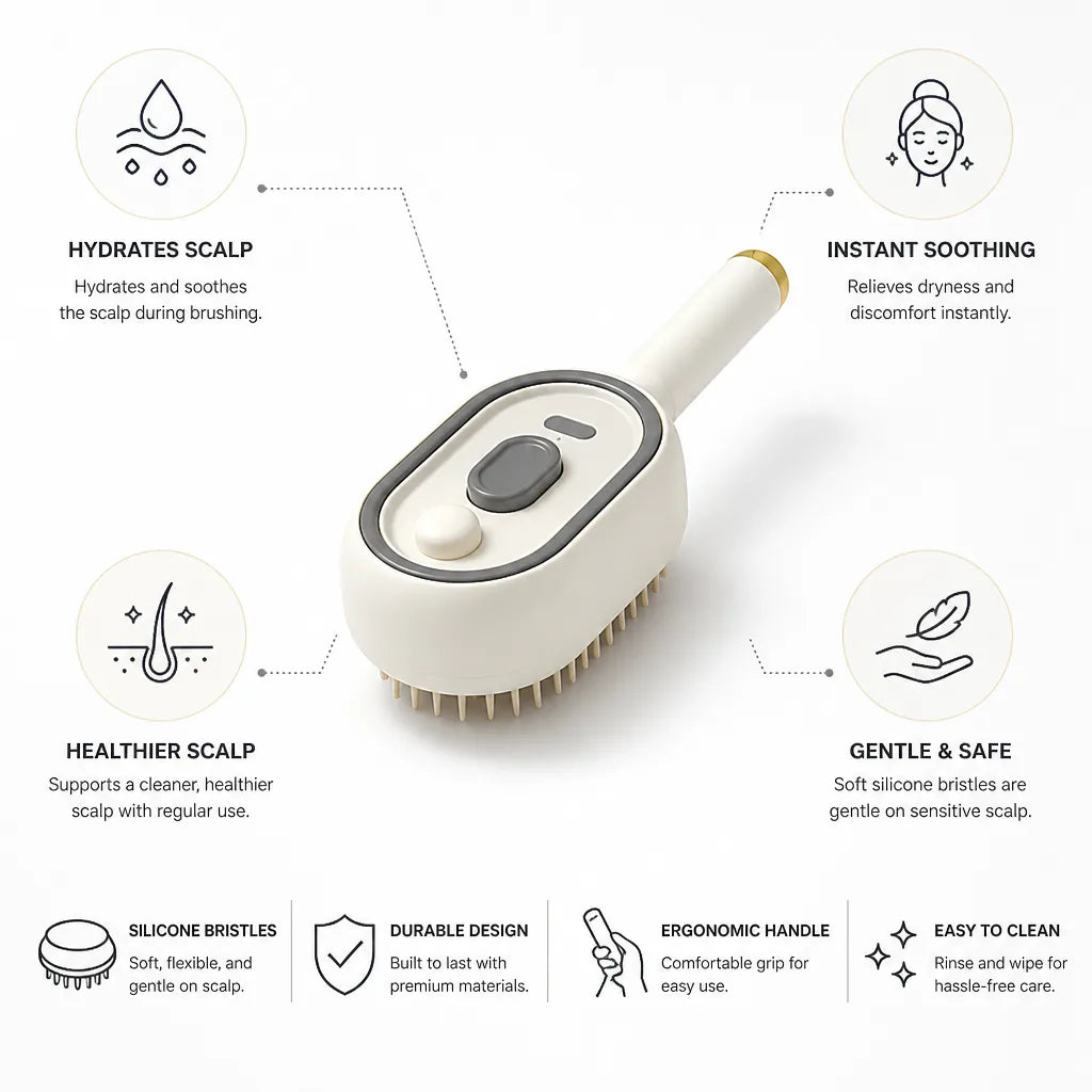 Scalp Massage Brush Hydrating & Soothing Silicone Bristles