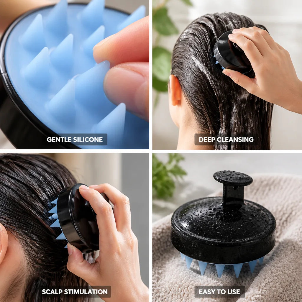 Scalp Massage Brush Silicone & One-Hand Grip
