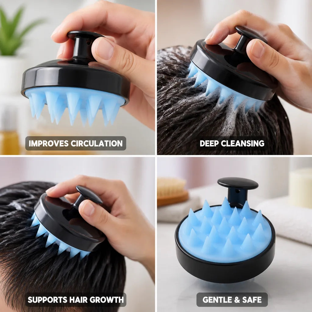 Scalp Massage Brush Silicone One-Hand Grip