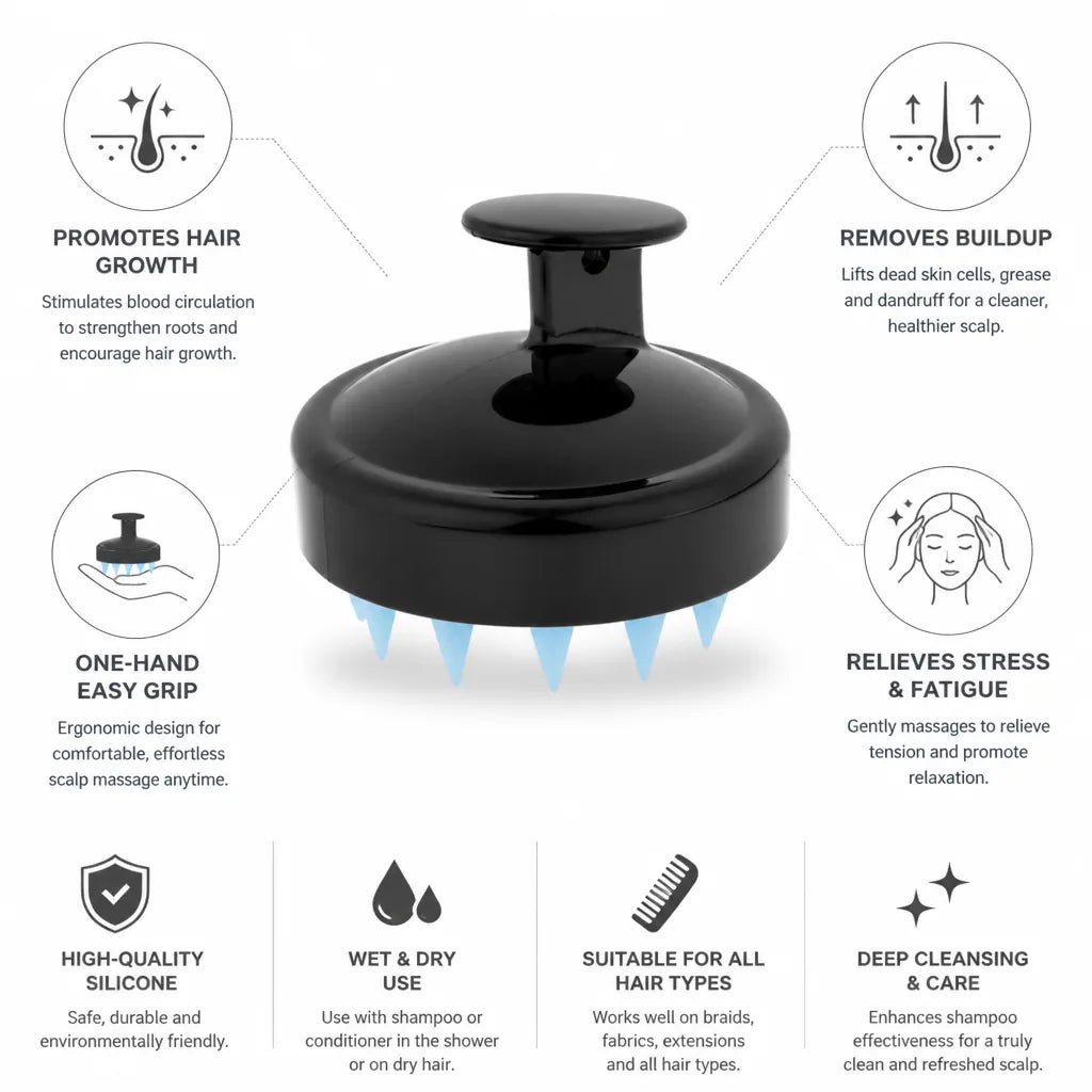 Scalp Massage Brush Silicone & One-Hand Grip