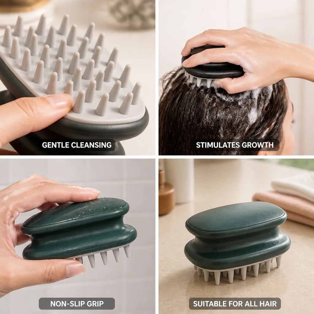 Scalp Massage Brush Soft Silicone Bristles & Non-Slip Grip