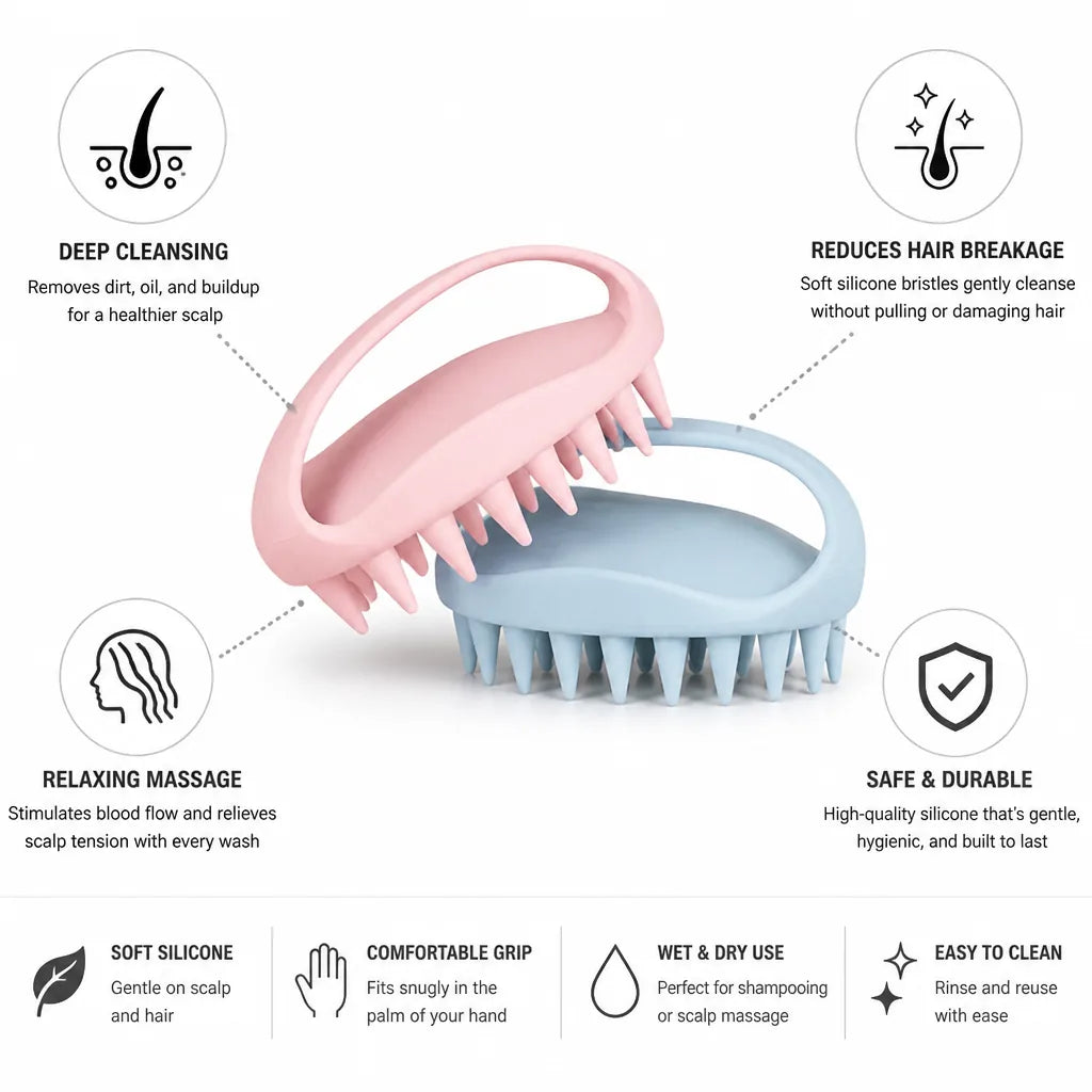 Scalp Massage Brush Soft Silicone Deep Cleansing Set of 2