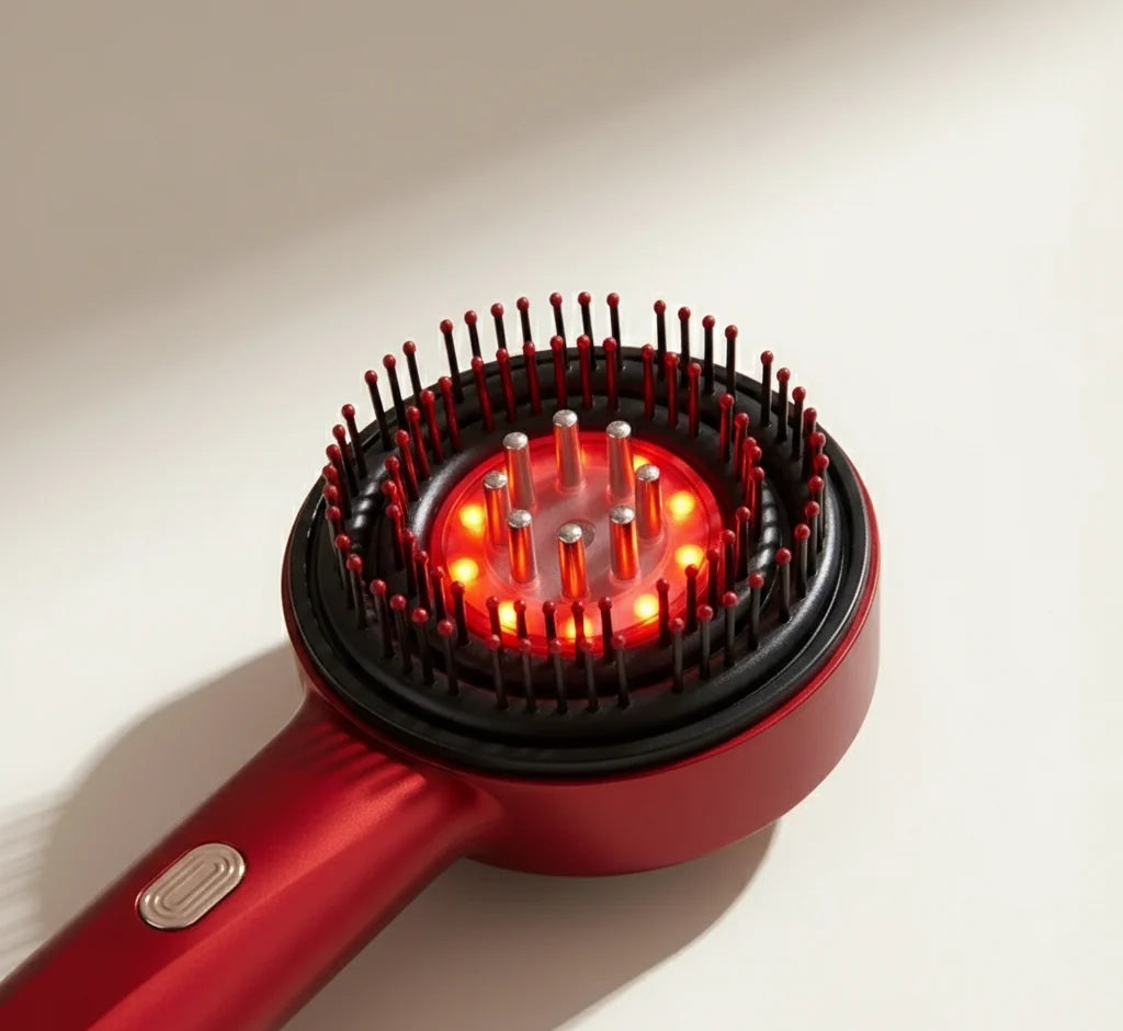 Scalp Massage Comb Heated Red Light Battery Free