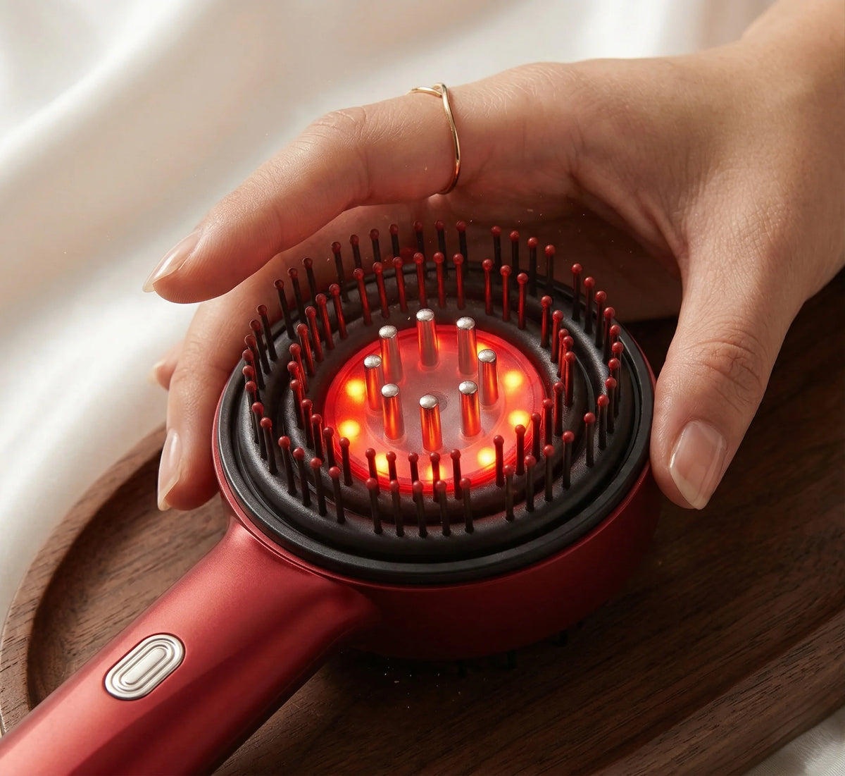 Scalp Massage Comb Heated Red Light Battery Free