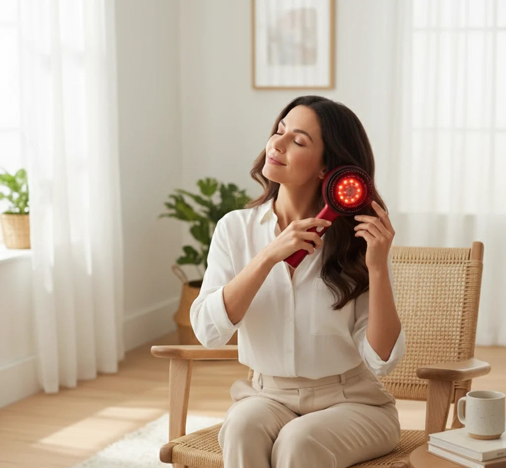 Scalp Massage Comb Heated Red Light Battery Free