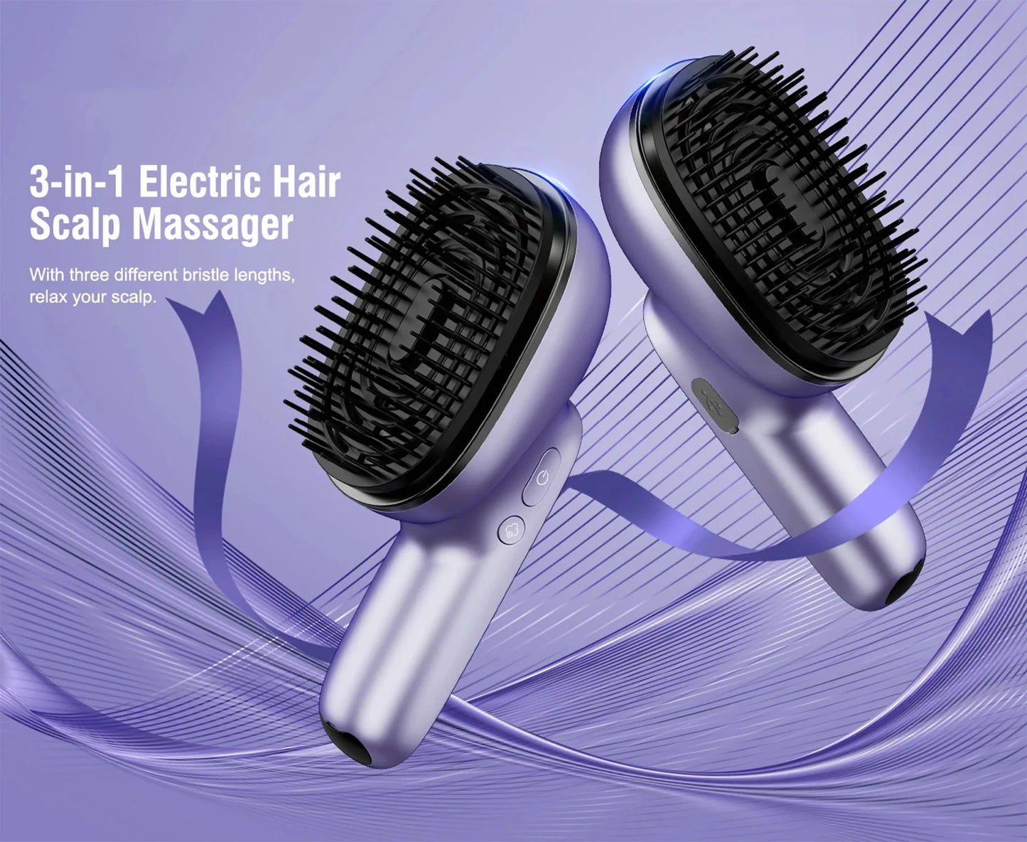 Scalp Massager Brush Vibration & Oil Atomizer USB Rechargeable