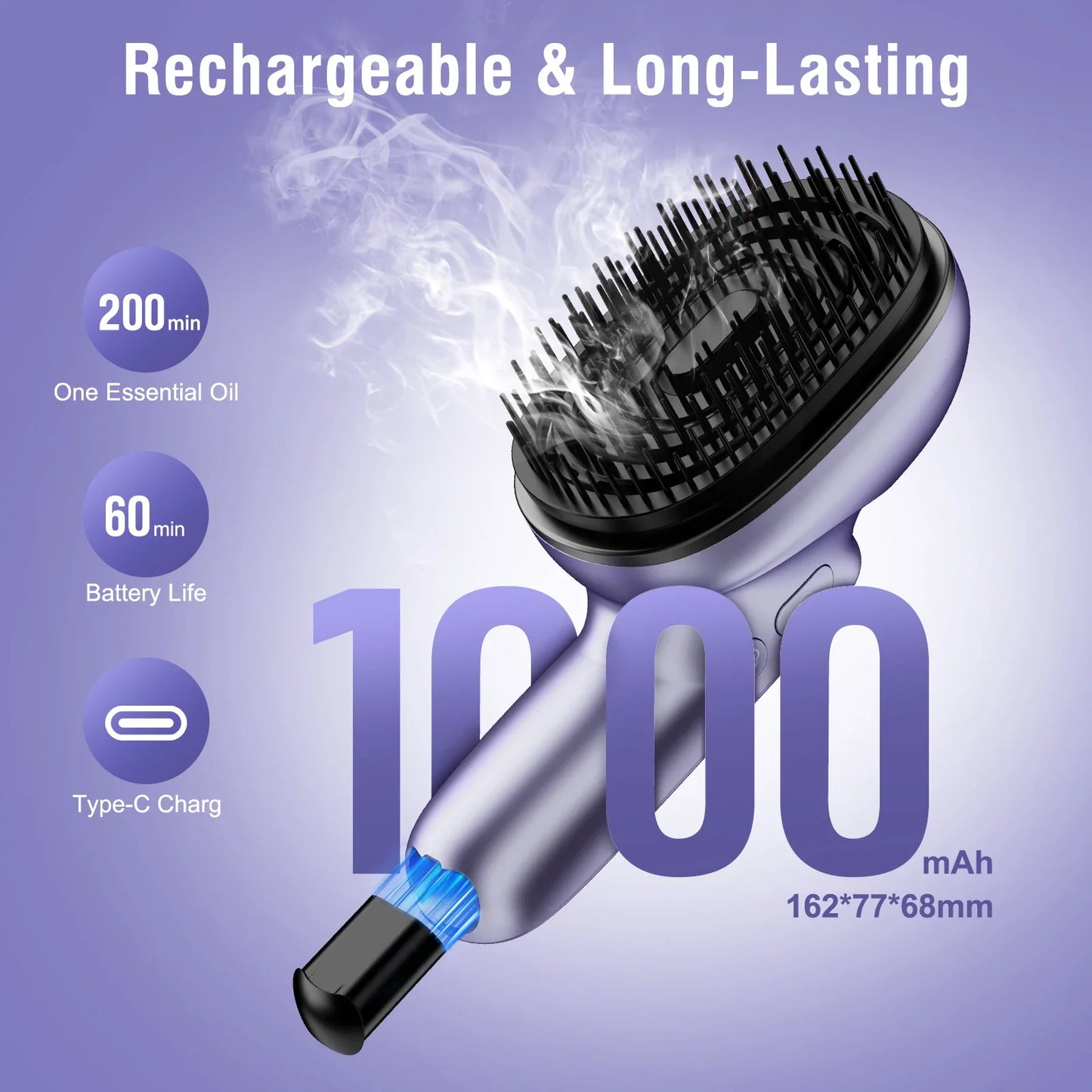 Scalp Massager Brush Vibration & Oil Atomizer USB Rechargeable