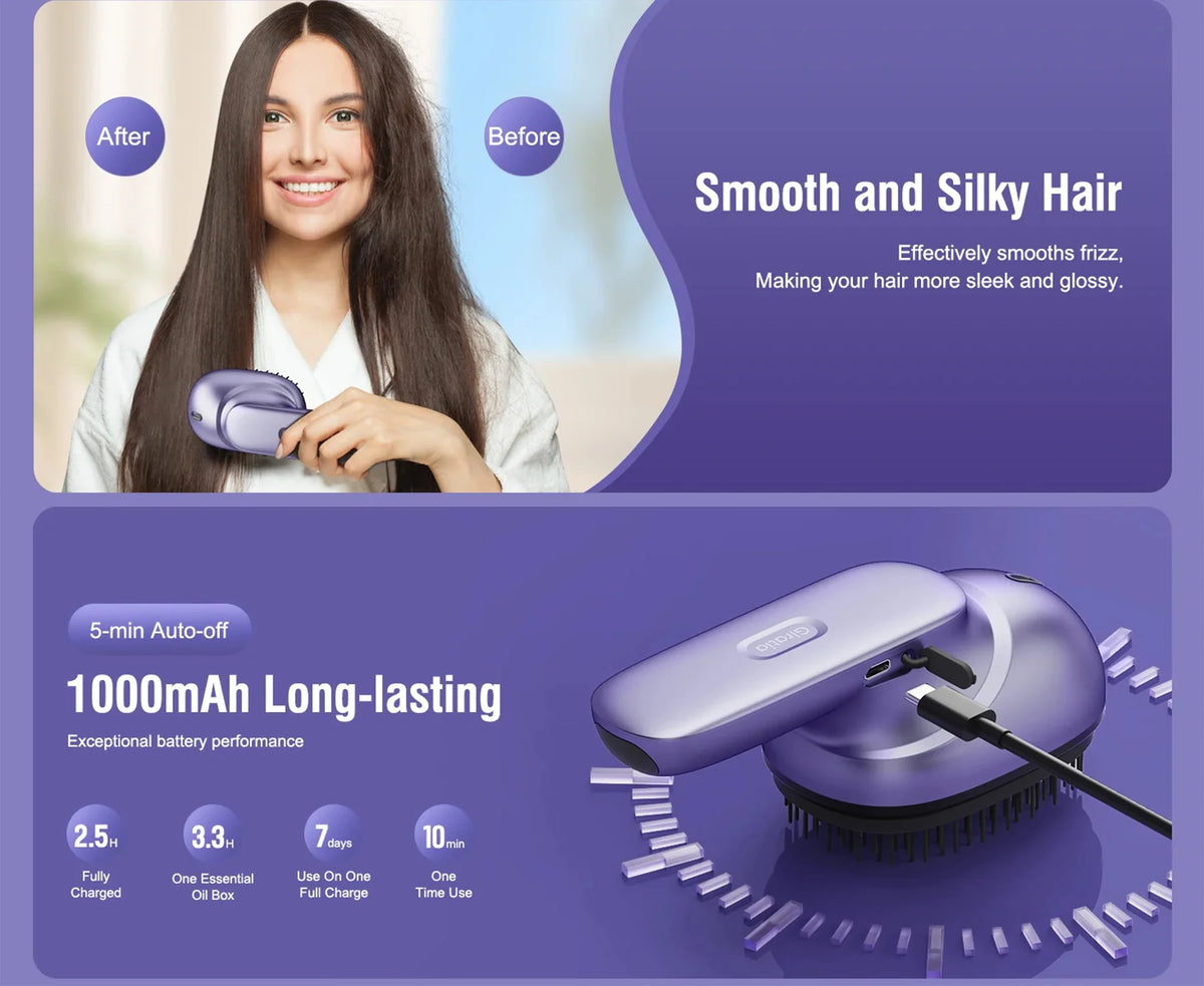 Scalp Massager Brush Vibration & Oil Atomizer USB Rechargeable