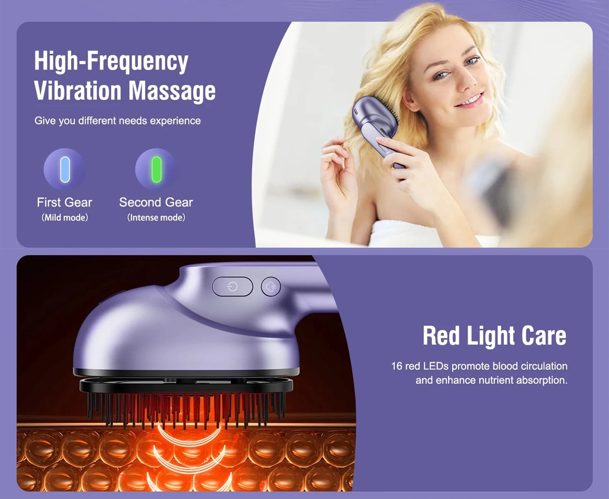 Scalp Massager Brush Vibration & Oil Atomizer USB Rechargeable