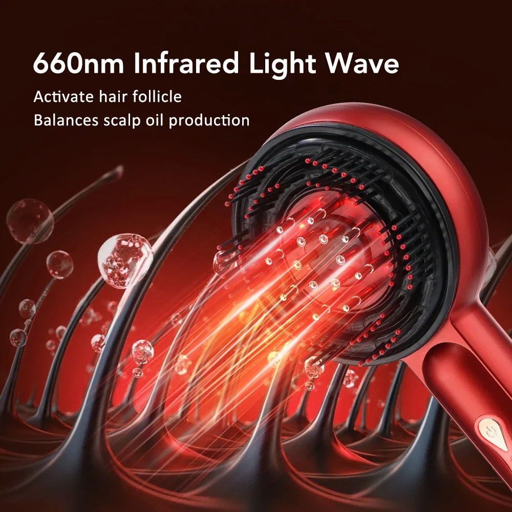 Scalp Massager Comb Red Light & EMS Oil Roller