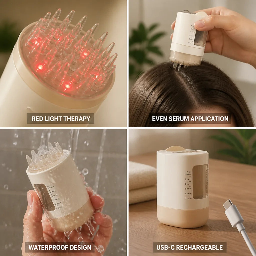 Scalp Massager Red Light & Serum Applicator USB-C