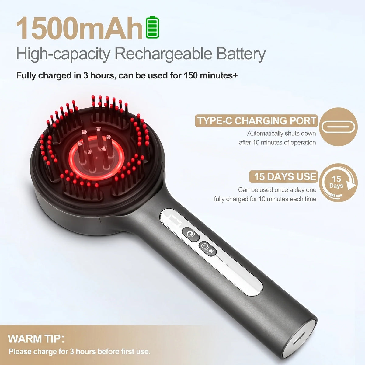Scalp Oil Applicator Brush Heated Cordless Ergonomic