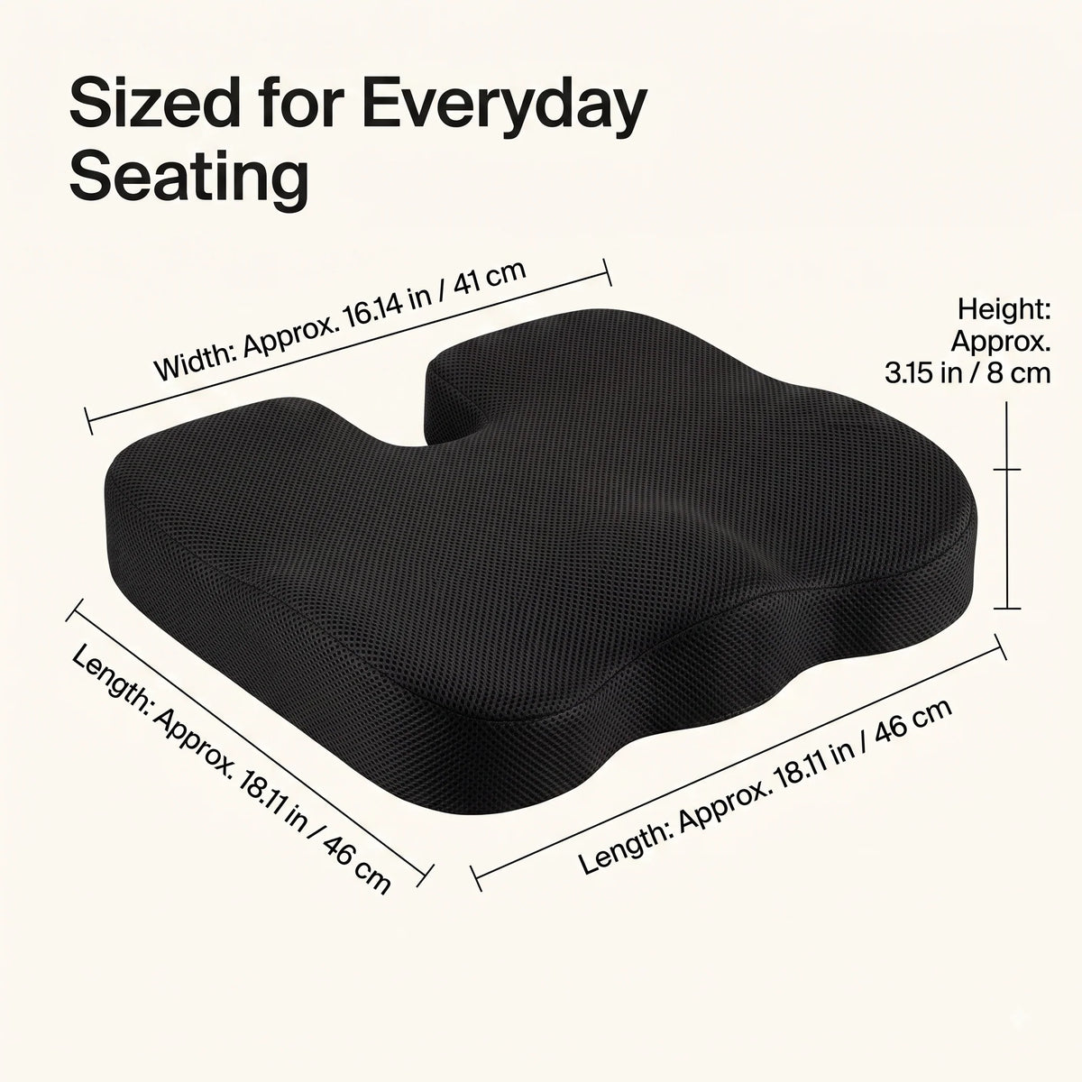 Seat Cushion Contoured Memory Foam Breathable Mesh Cover