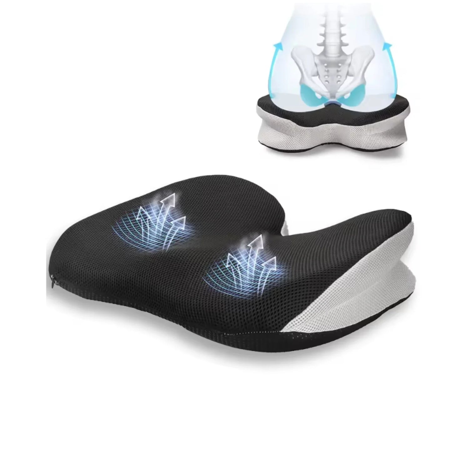 Seat Cushion Contoured Memory Foam Breathable Removable Cover