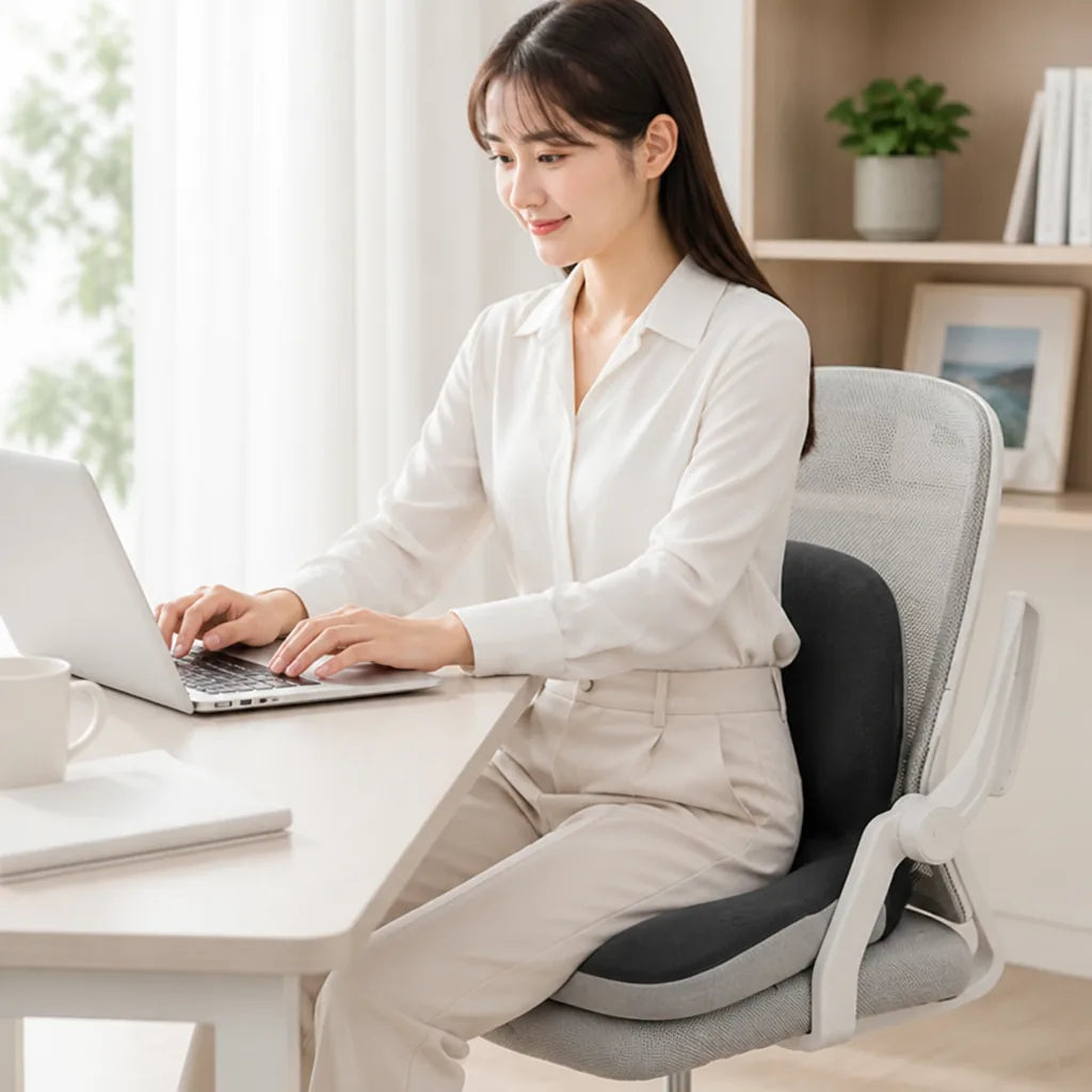 Seat Cushion Ergonomic Memory Foam Non-Slip & Washable Cover
