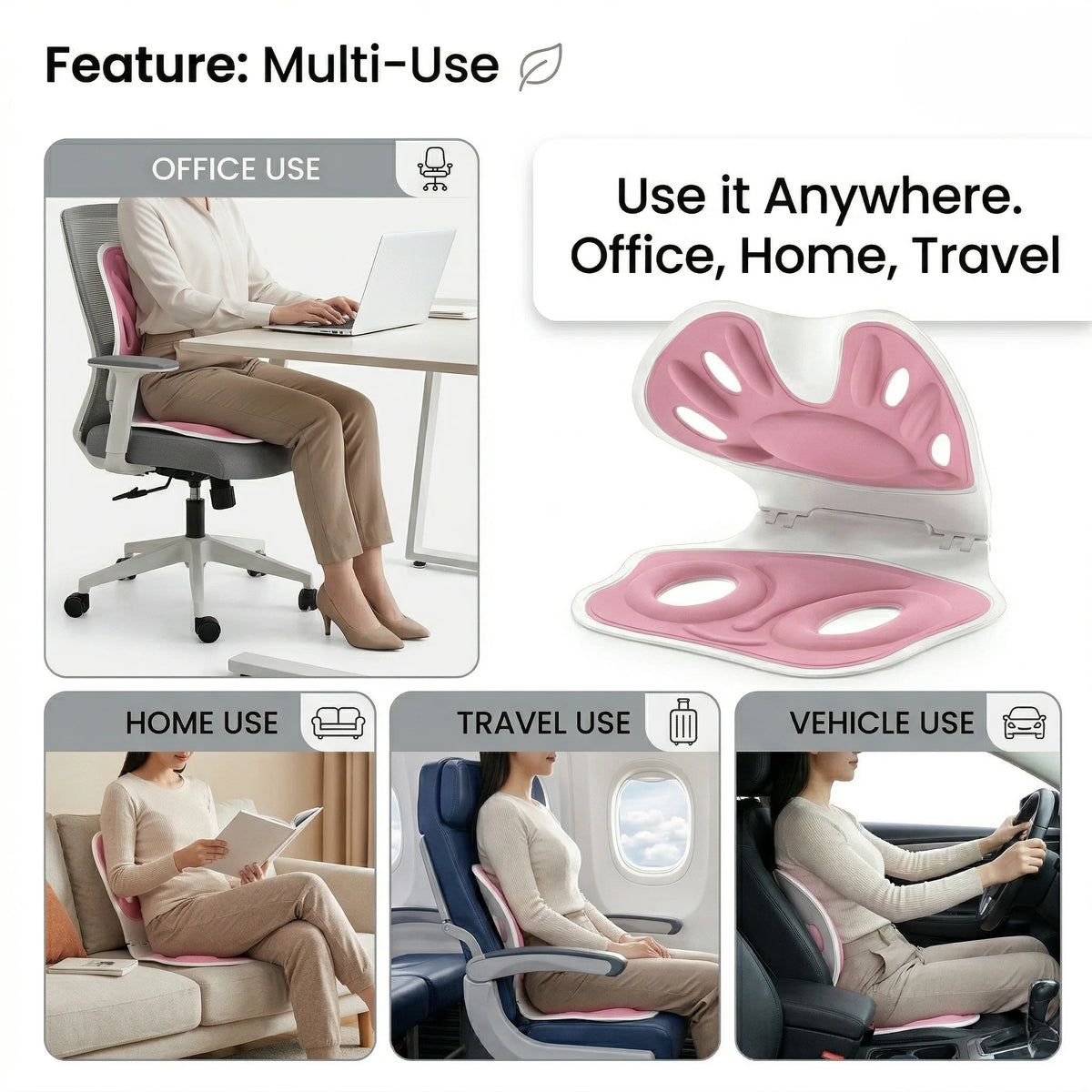 Seat Cushion Ergonomic Posture Support Lightweight