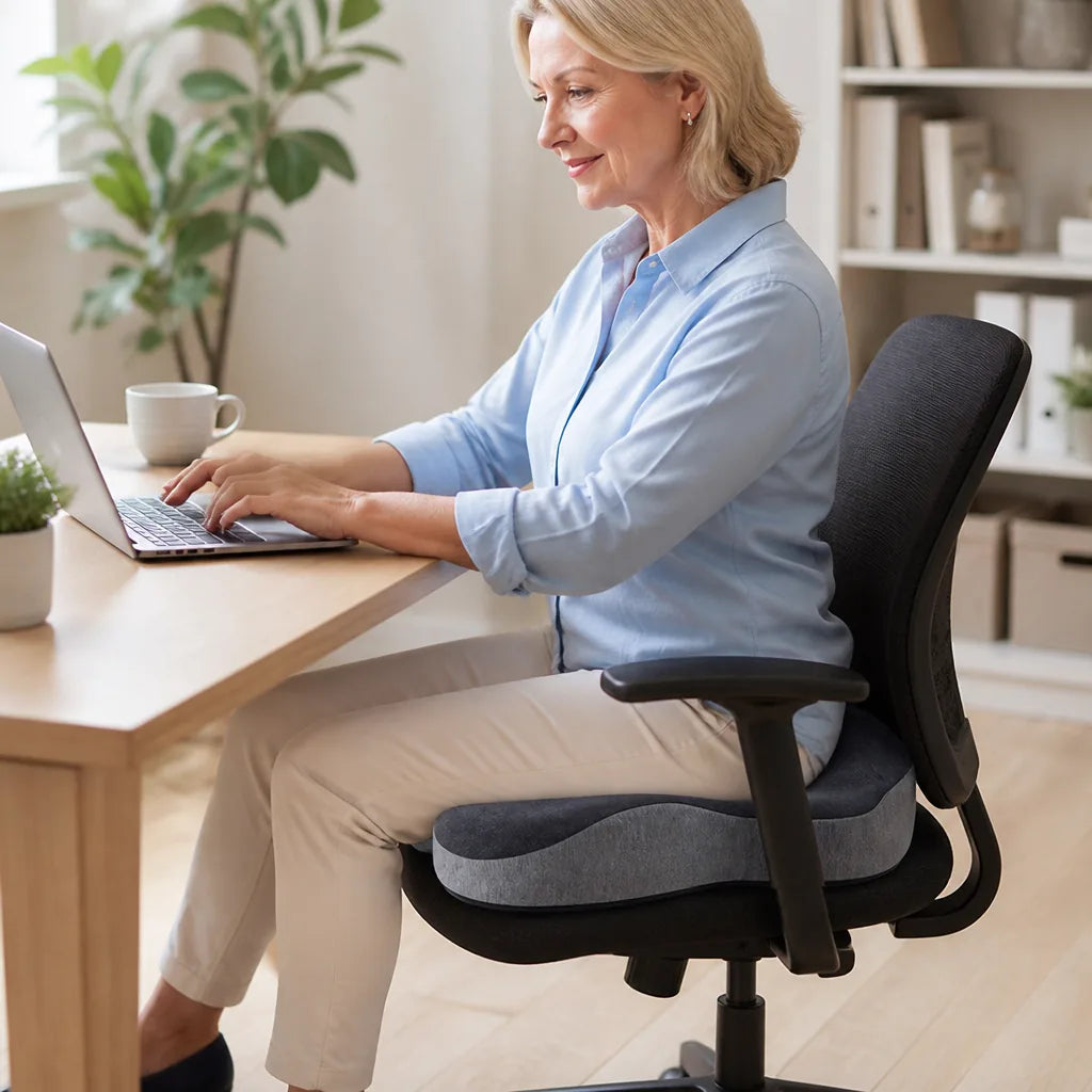 Seat Cushion Ergonomic Tailbone Cutout Back & Hip Relief