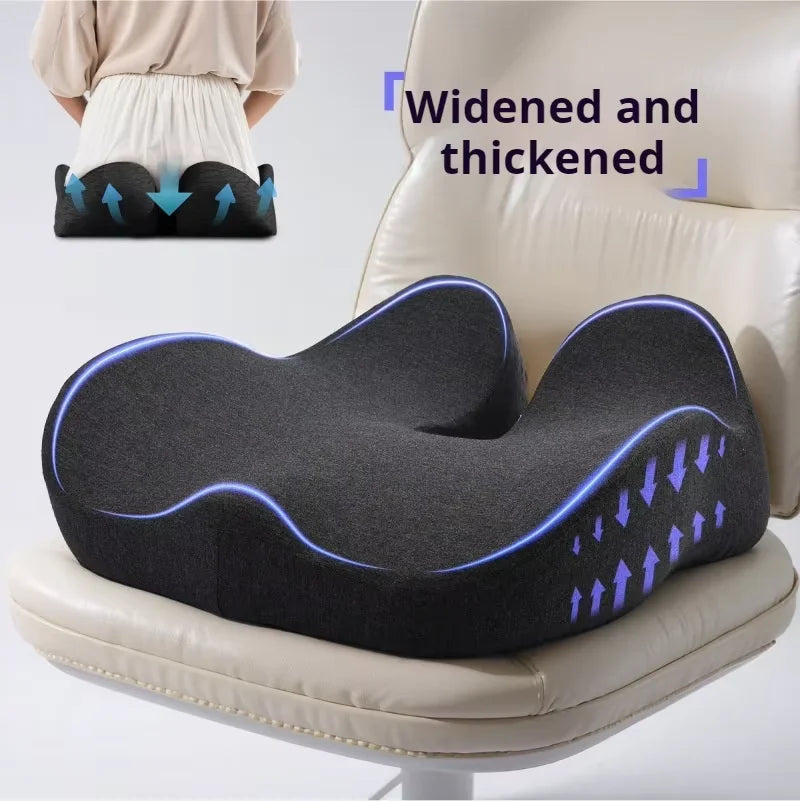 Seat Cushion Extra-Thick Memory Foam Wide Ergonomic Washable Cover
