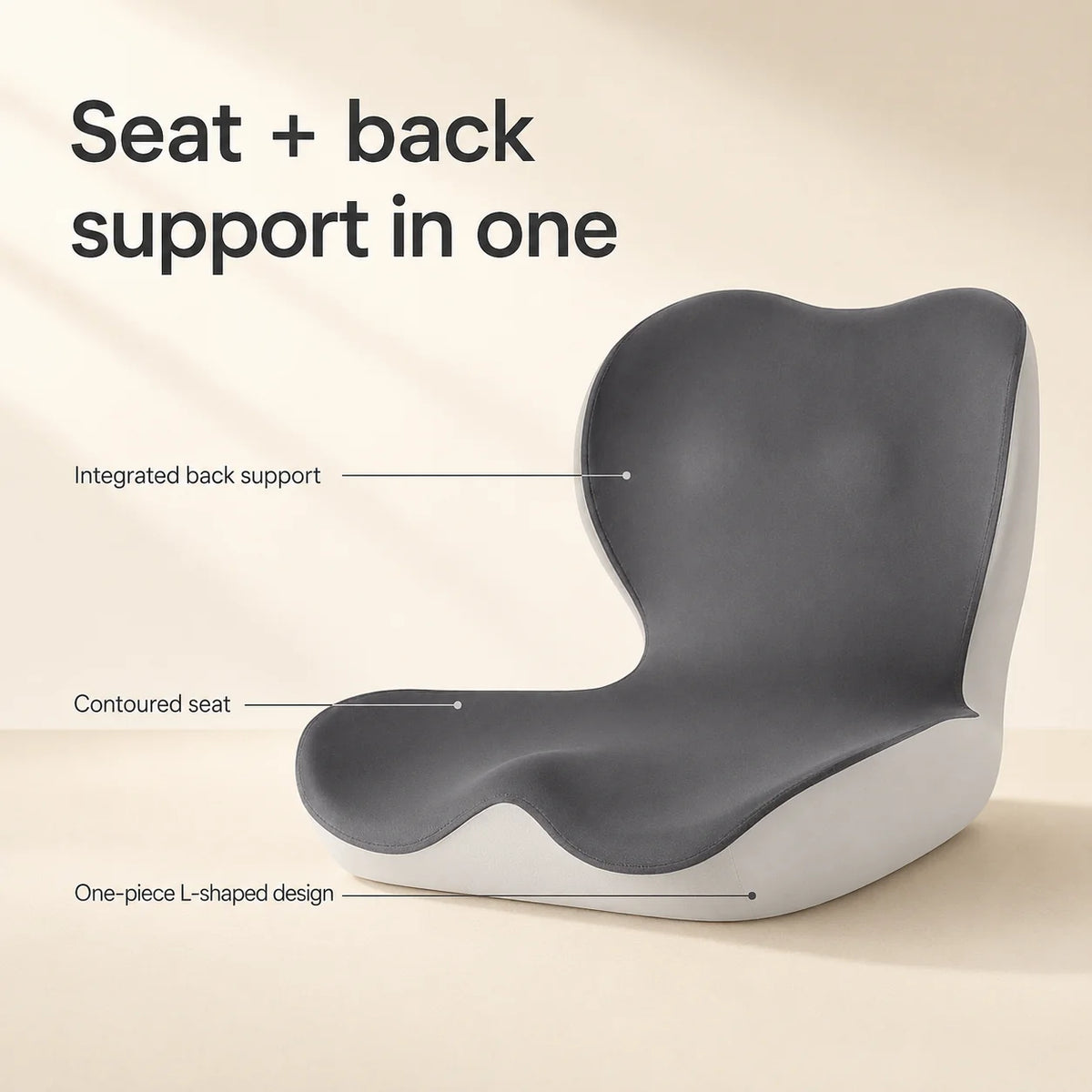 Seat Cushion L-Shaped Memory Foam Breathable Removable Cover