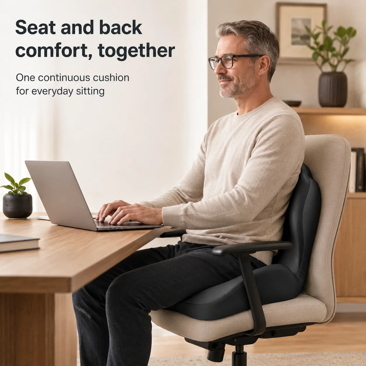 Seat Cushion L-Shaped Memory Foam Coccyx Cutout Washable Cover