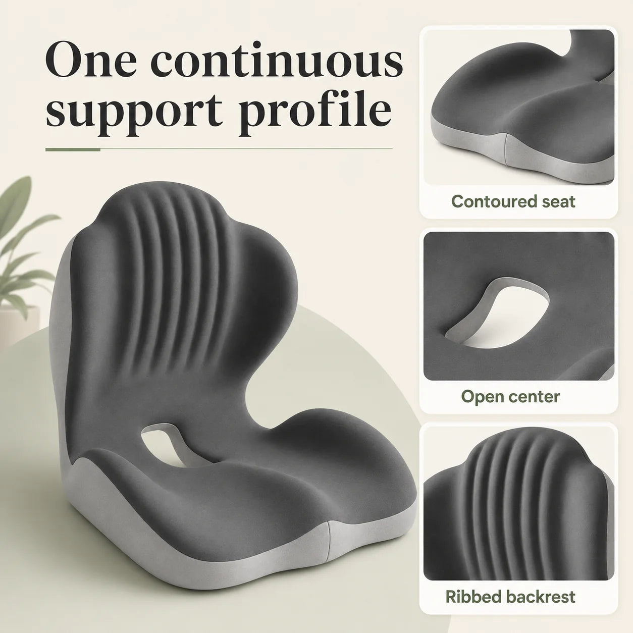 Seat Cushion L-Shaped Memory Foam Coccyx Cutout Washable Cover