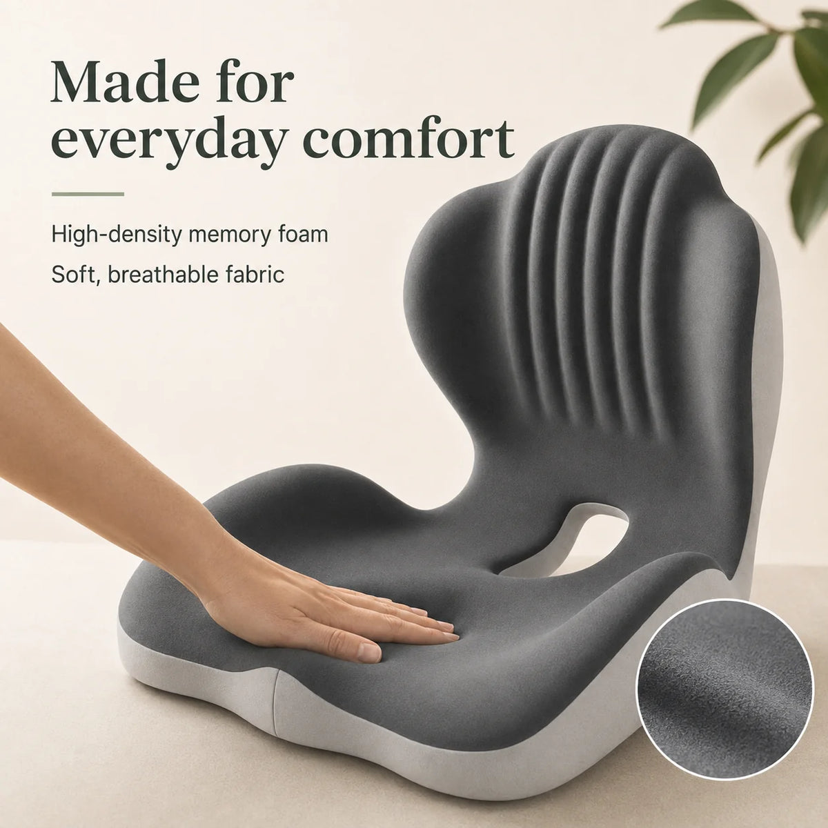 Seat Cushion L-Shaped Memory Foam Coccyx Cutout Washable Cover