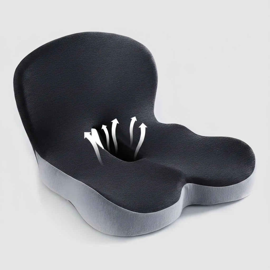 Seat Cushion Memory Foam Coccyx Support & Washable Cover