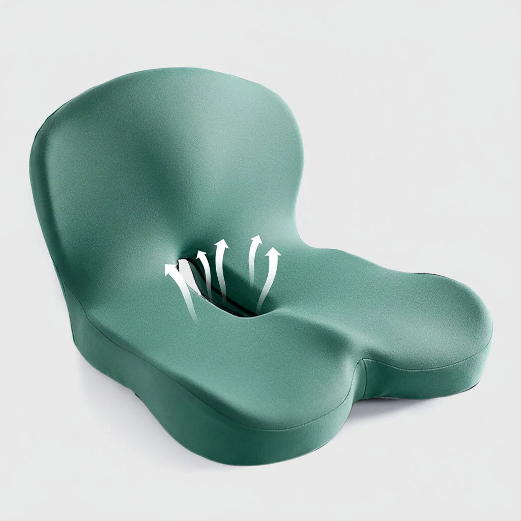 Seat Cushion Memory Foam Coccyx Support & Washable Cover