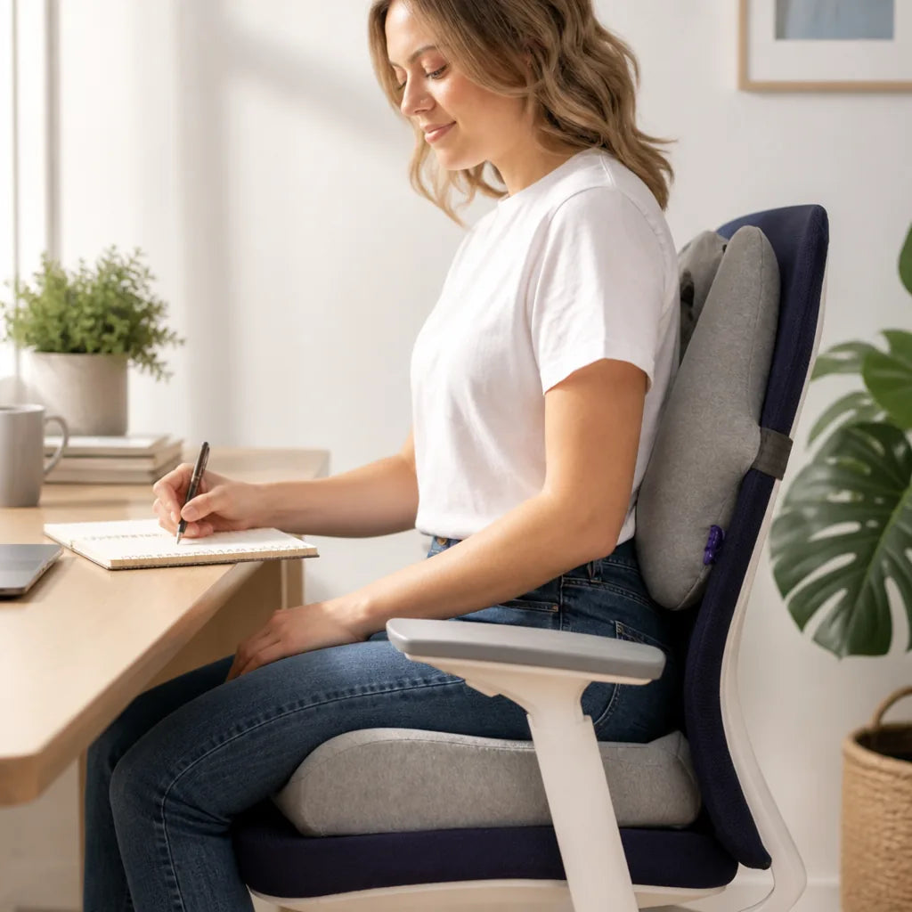 Seat Cushion Memory Foam Ergonomic Back & Hip Support