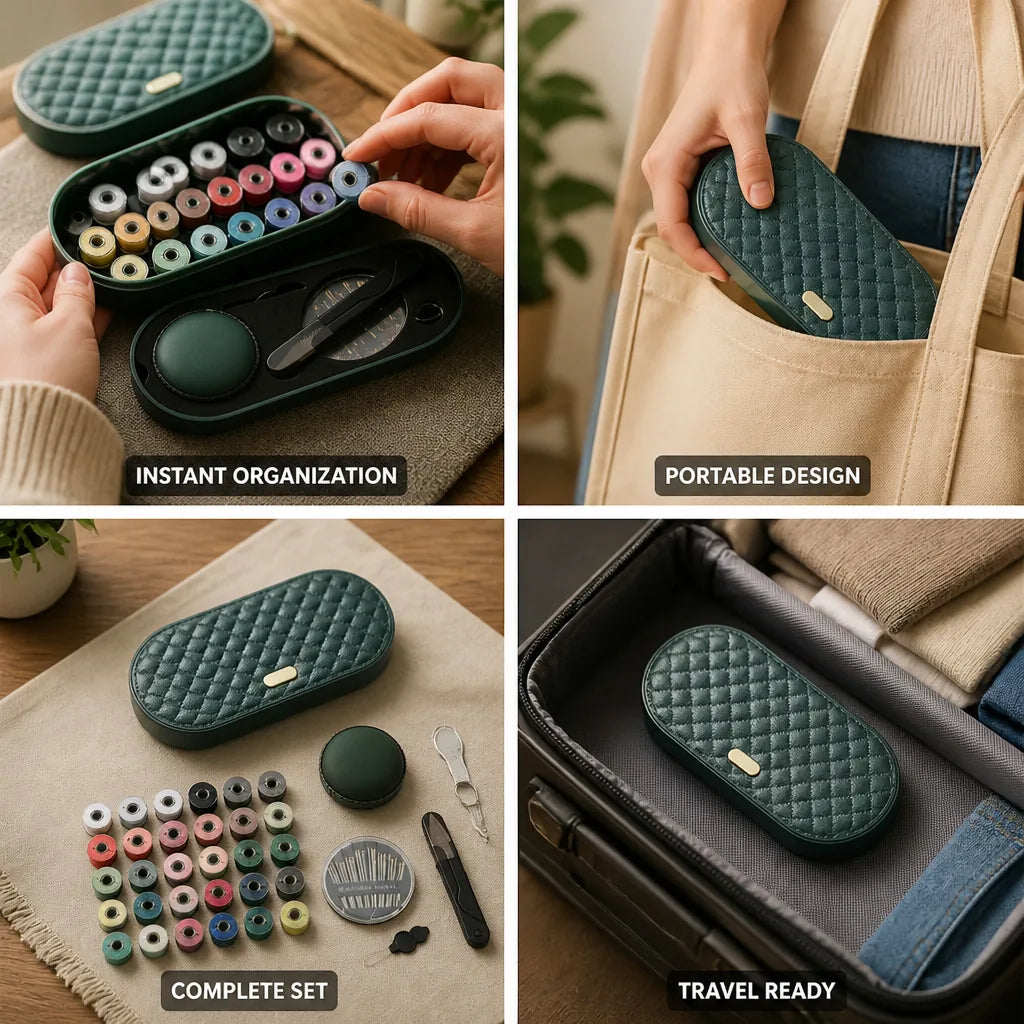 Sewing Kit Box Portable Multi-Compartment