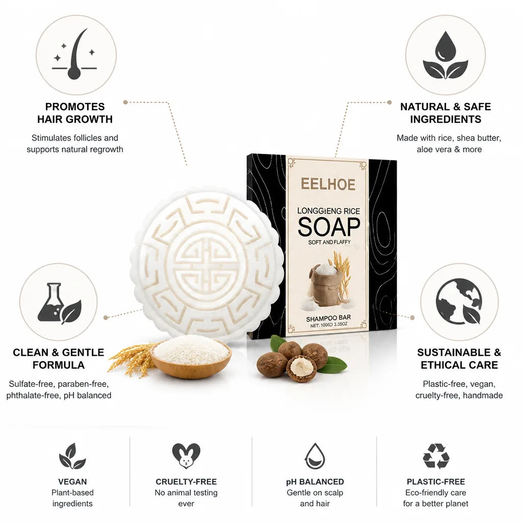 Shampoo Bar Rice Water Hair Growth Sulfate-Free